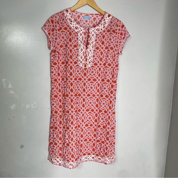 J. MCLAUGHLIN Geometric Embroidered Mini Tunic Dress Preppy Beach Coastal‎ XS - Picture 2 of 7